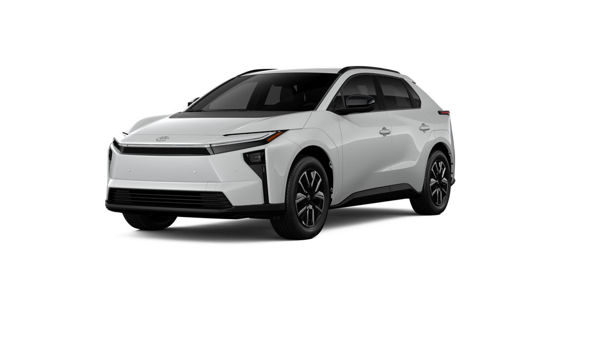2026 Toyota bZ XLE in Wind Chill Pearl — front three-quarter view