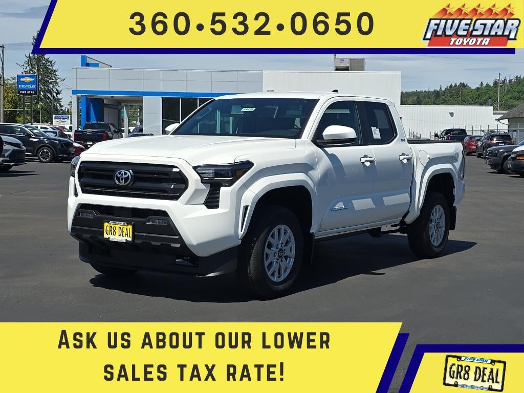 2026 Toyota Tacoma SR5 in Ice Cap — front three-quarter view