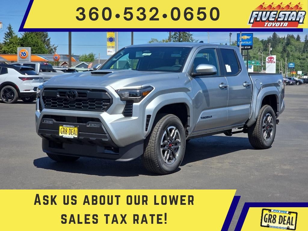 2026 Toyota Tacoma TRD Sport in Celestial Silver Metallic — front three-quarter view