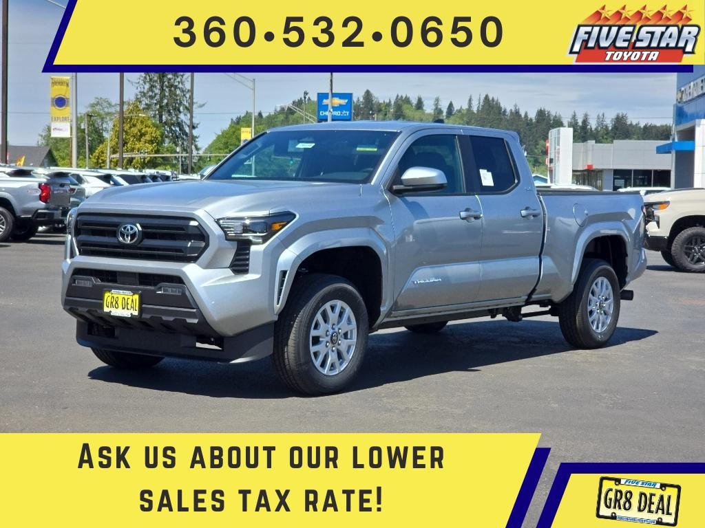 2026 Toyota Tacoma SR5 in Celestial Silver Metallic — front three-quarter view