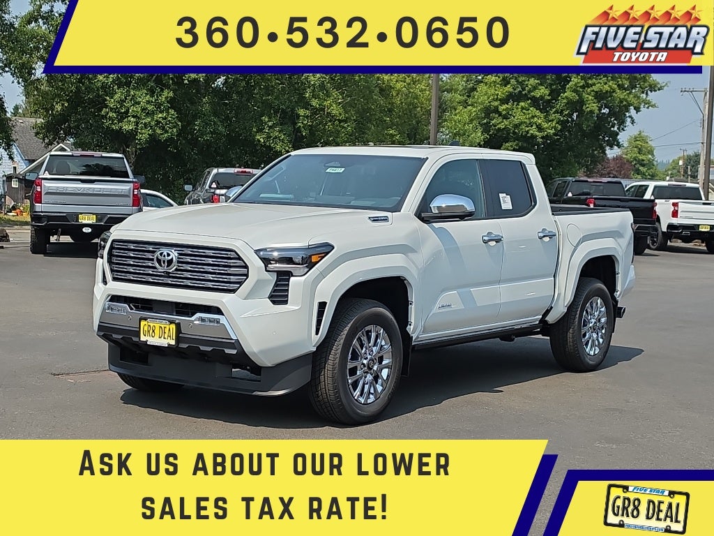 2026 Toyota Tacoma i-FORCE MAX Limited i-FORCE MAX in Wind Chill Pearl — front three-quarter view