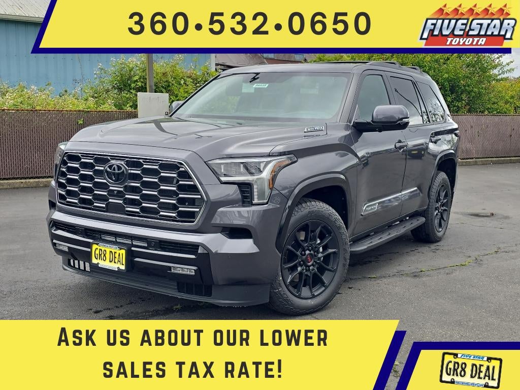 2026 Toyota Sequoia Platinum in Magnetic Gray Metallic — front three-quarter view