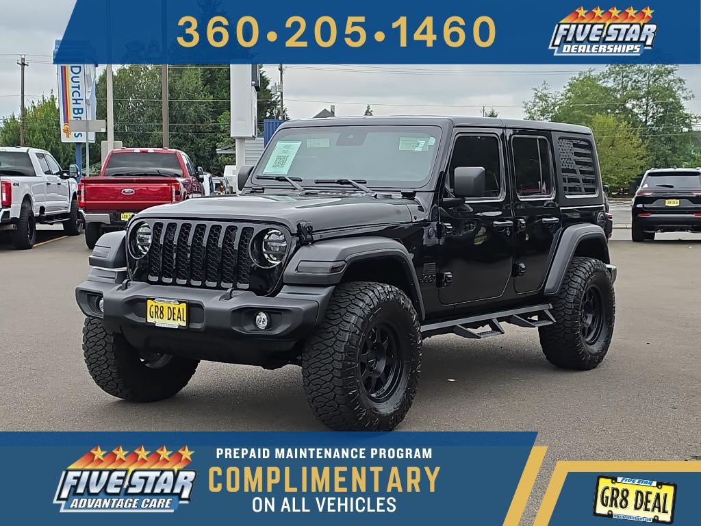 2024 Jeep Wrangler Sport S in Black Clearcoat — front three-quarter view