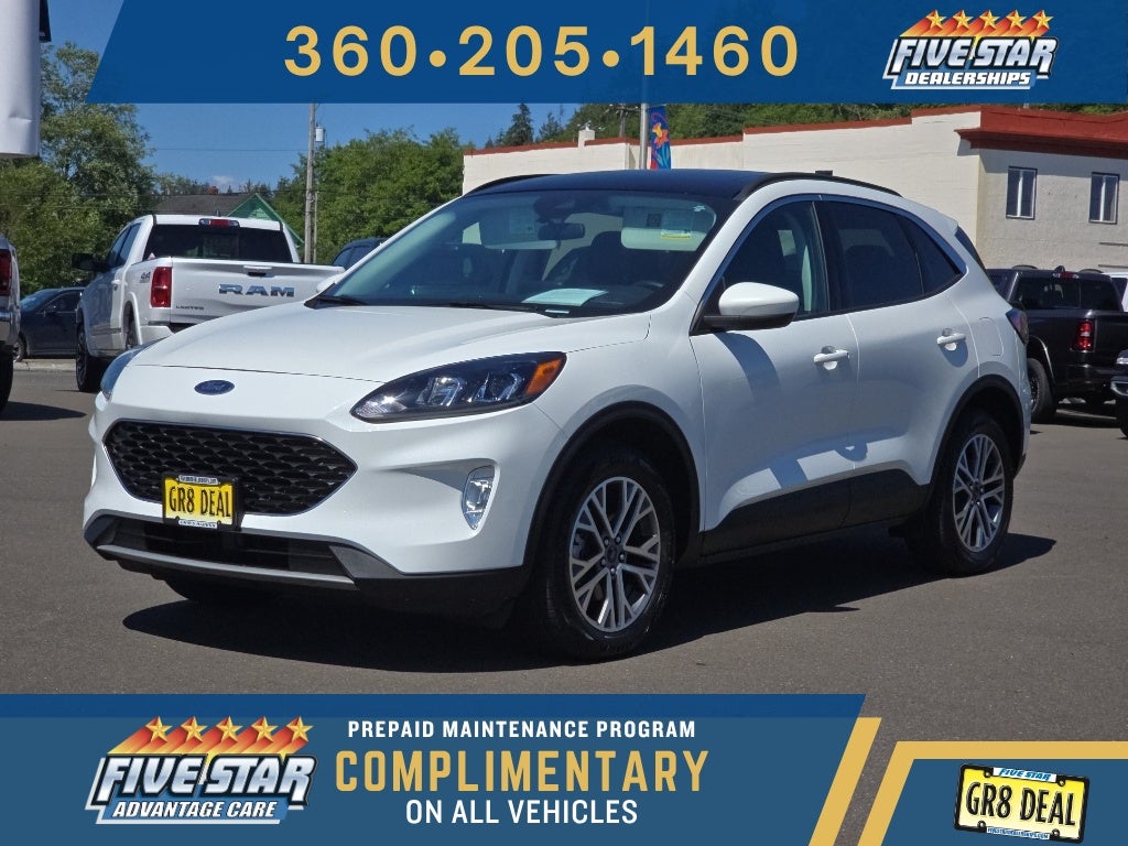 2022 Ford Escape SEL in Star White Metallic Tri-Coat — front three-quarter view