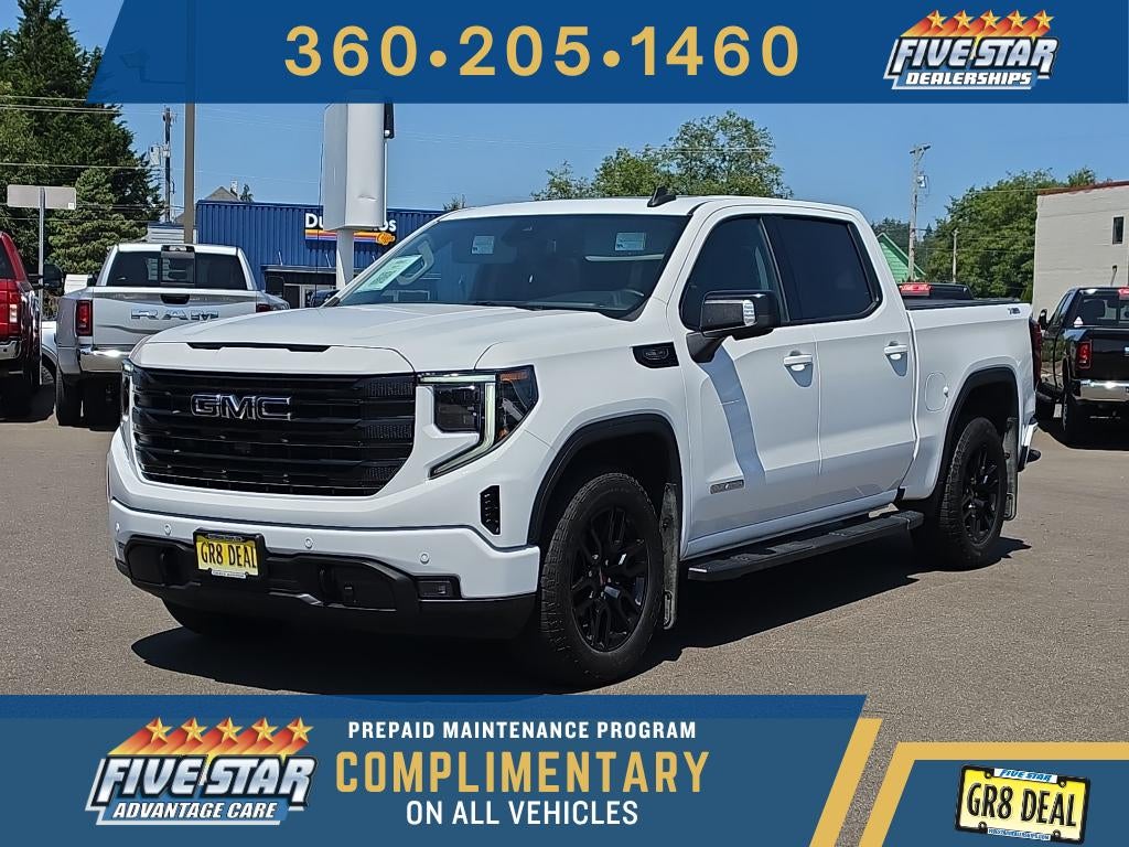 2024 GMC Sierra Elevation in Summit White — front three-quarter view
