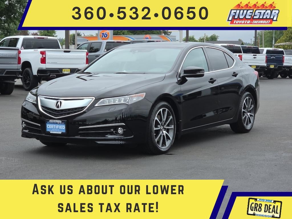 2017 Acura TLX V6 w/Advance Pkg in Black — front three-quarter view