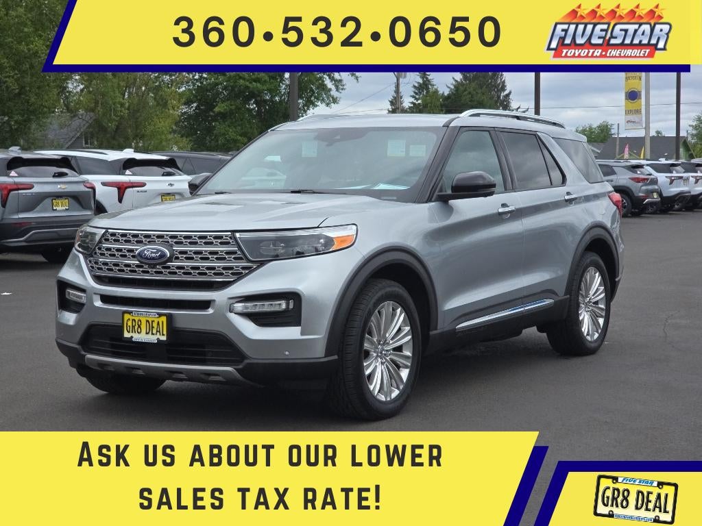 2020 Ford Explorer Limited in Iconic Silver Metallic — front three-quarter view