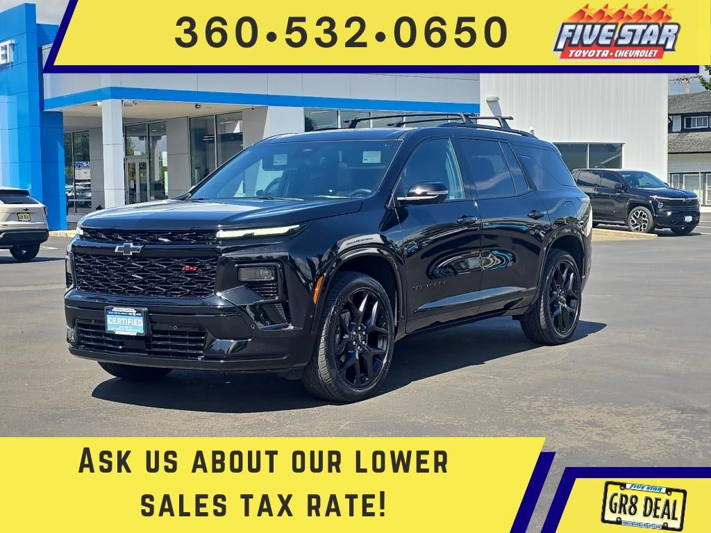 2024 Chevrolet Traverse AWD RS in Mosaic Black Metallic — front three-quarter view