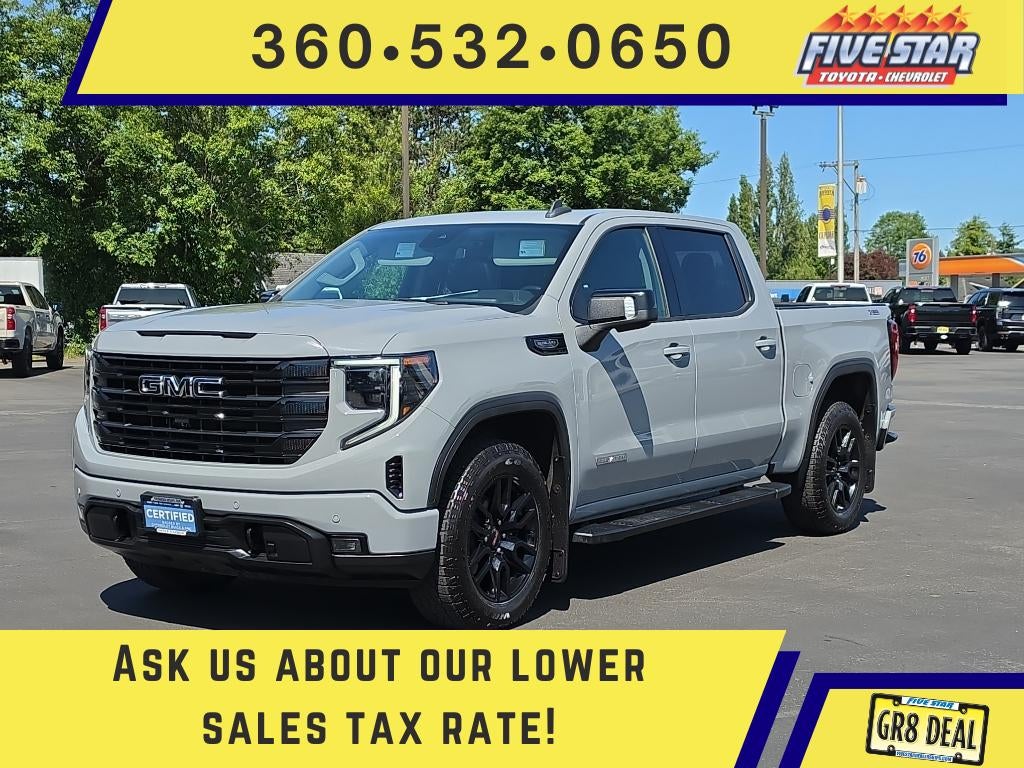 2024 GMC Sierra 1500 Elevation in Thunderstorm Grey — front three-quarter view