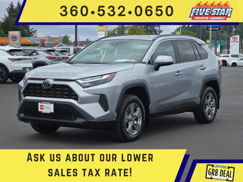 2025 Toyota RAV4 XLE in Silver Sky Metallic — front three-quarter view
