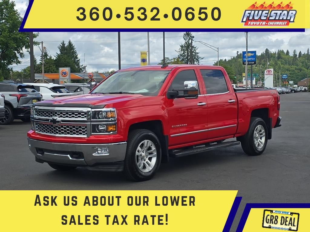 2015 Chevrolet Silverado 1500 LTZ in Victory Red — front three-quarter view