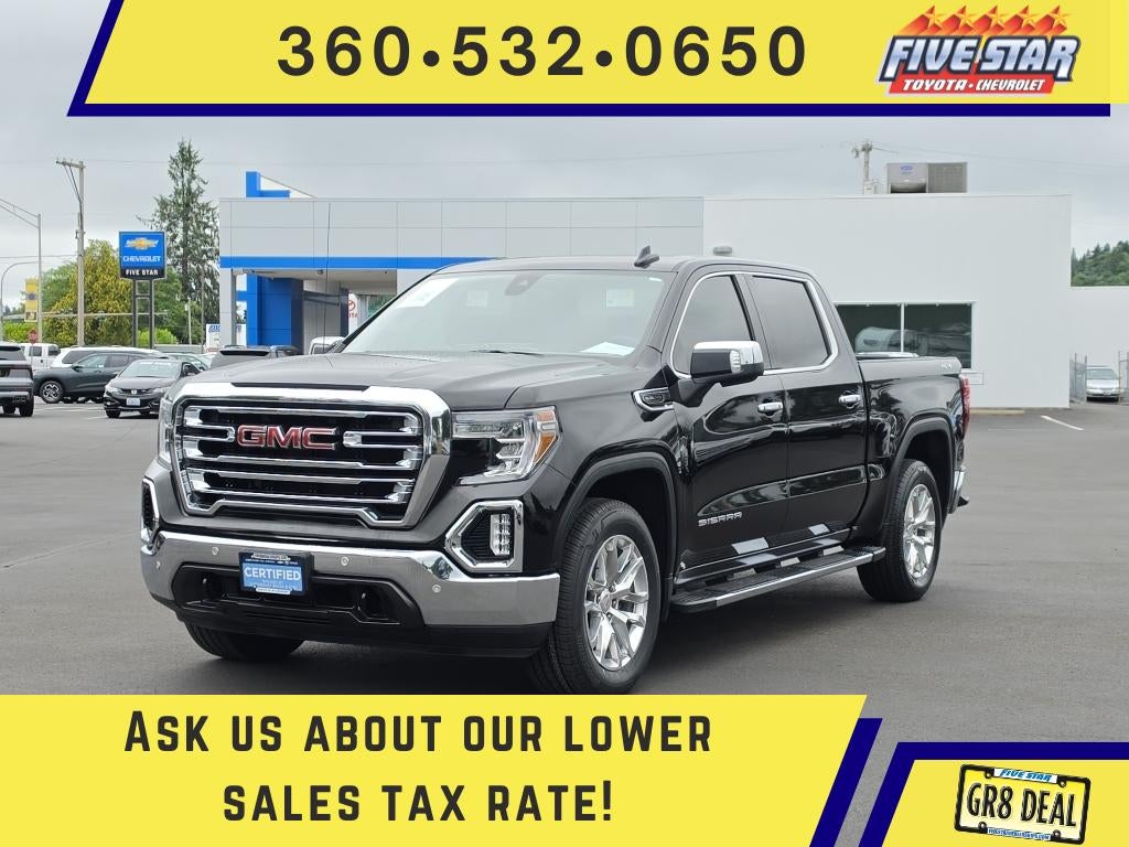 2019 GMC Sierra 1500 SLT in Onyx Black — front three-quarter view