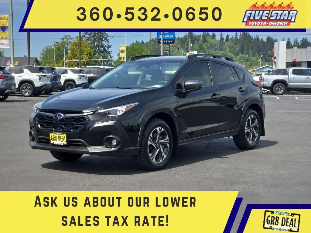 2024 Subaru Crosstrek Premium in Crystal Black Silica — front three-quarter view