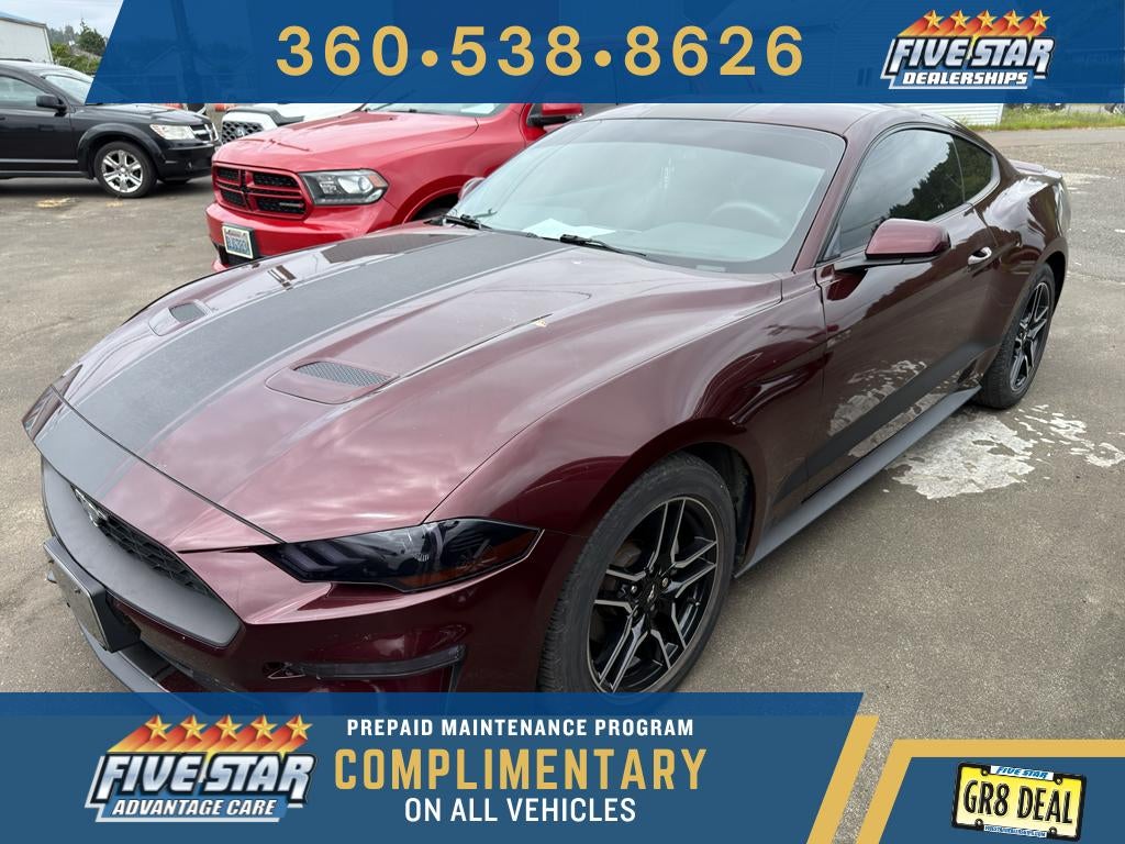 2018 Ford Mustang EcoBoost in Red — front three-quarter view