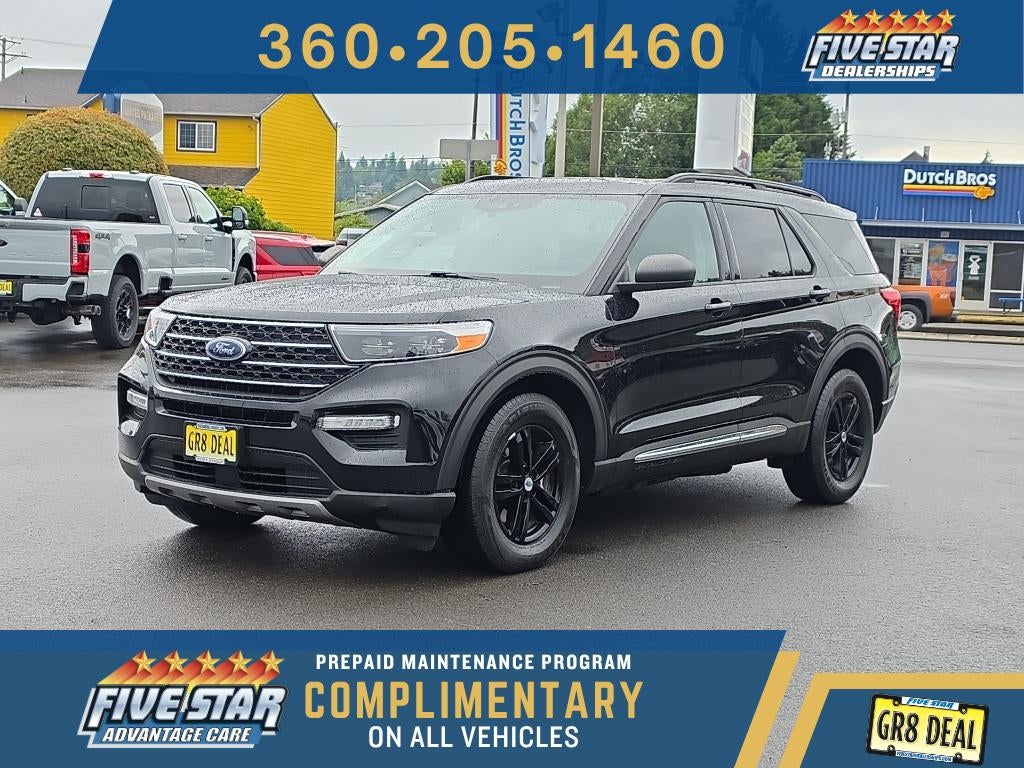 2021 Ford Explorer XLT in Black — front three-quarter view