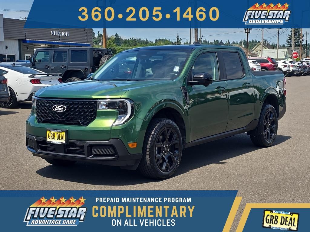 2025 Ford Maverick LARIAT in Eruption Green — front three-quarter view